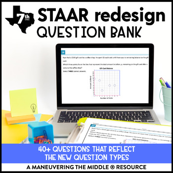 Preview of Question Bank for 7th Math TEKS | Math STAAR Redesign Test 2023