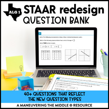 Preview of Question Bank for Algebra 1 TEKS | Math STAAR Redesign Test 2023