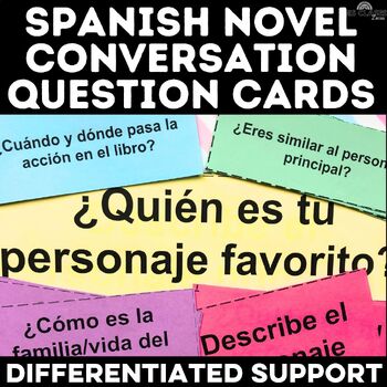 Preview of Question Cards for any novel in Spanish class Interpersonal Speaking activities