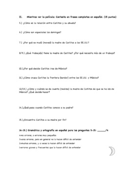 La Misma Luna Under The Same Moon Movie Question Guide For Spanish