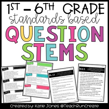 Preview of Question Stems 1st - 6th Grade BUNDLE