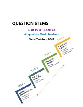 Preview of Question Stems DOK 3 & 4 for Music Teachers