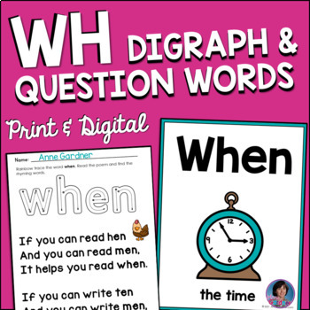 Preview of Decodable Poems, Text & Games for 1st Grade: Wh Digraph & Question Word Posters