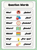 Question Words Poster - English and Spanish