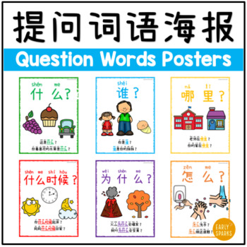 Preview of WH Question Words Posters in Simplified Chinese 提问词海报 简体中文