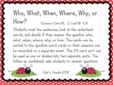 Question Words Who, What, When,Where,Why and How Sorting Game