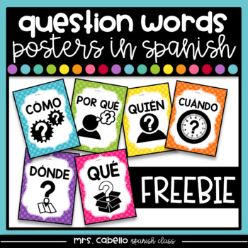 Preview of Question Words in Spanish  Posters - Freebie