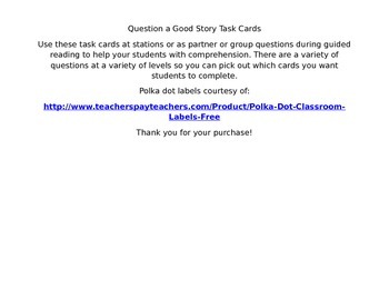 Preview of Question a Good Story Task Cards