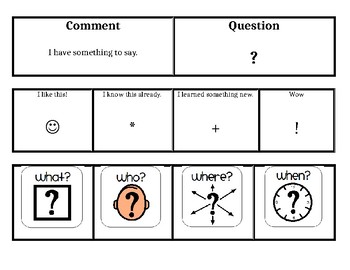 Preview of Question and Comment Flipbook (Core Vocabulary for Non-verbal Students!)