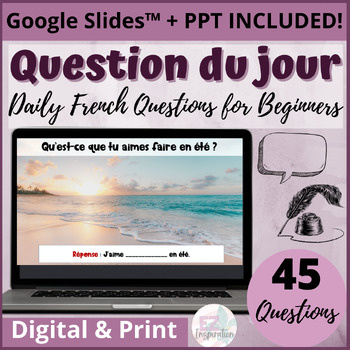 Preview of Question du jour - 45 Daily Warm Up French Questions for Beginners - NO PREP