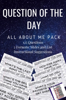 Preview of Question of the Day- All About Me Pack