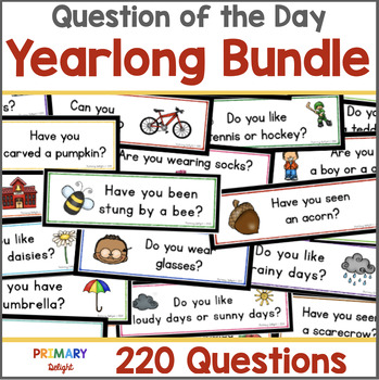 Preview of Question of the Day Graphing Questions Yearlong Bundle | Preschool Kindergarten