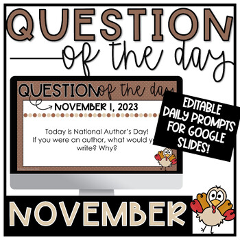 Preview of November Morning Work - Daily Writing Prompts or Morning Meeting Slides