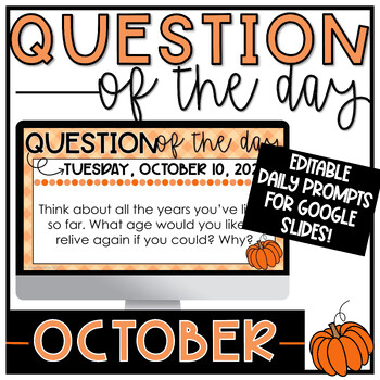 Preview of October Morning Work - Daily Slides for Google - October Writing Prompts