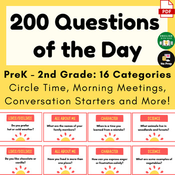 Preview of Question of the Day Preschool