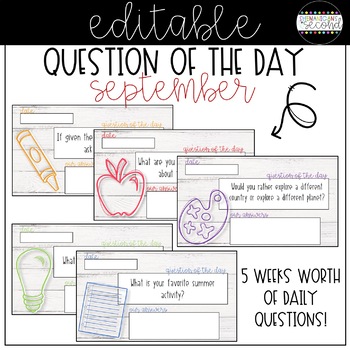 Question of the Day - September - Editable | TPT