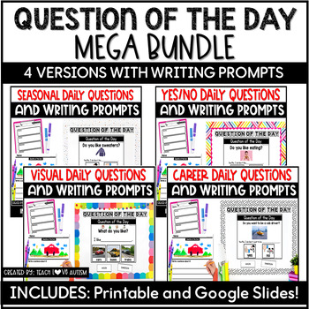 Preview of Question of the Day with Writing Prompts Bundle | Printable and Digital
