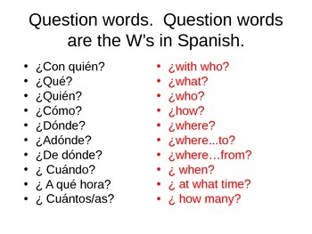 Question words: how to formulate and respond to questions / Realidades 1 4a