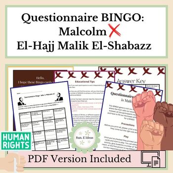 Preview of Questionnaire BINGO!!! Featuring Malcolm X