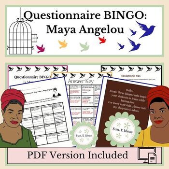 Preview of Questionnaire BINGO!!! Featuring Maya Angelou