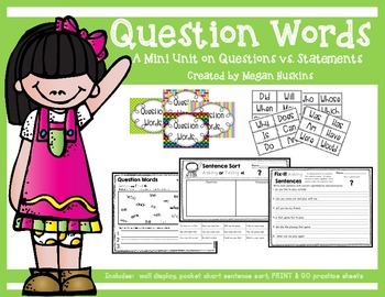 Preview of Questions Words:  An Asking vs. Telling Sentence Mini Unit