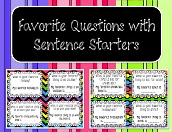 Preview of Questions about Favorite Things + Sentence Starters #SummerWTS