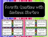 Questions about Favorite Things + Sentence Starters #SummerWTS