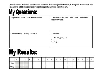 Preview of Questions and Answers Speaking Activity