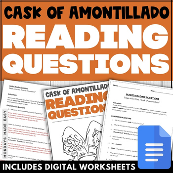 Preview of Questions for Cask of Amontillado - Analyze Setting, Irony, Theme and Characters