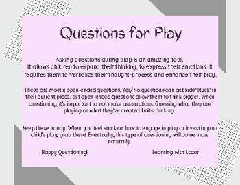 Preview of Questions for Play Cards