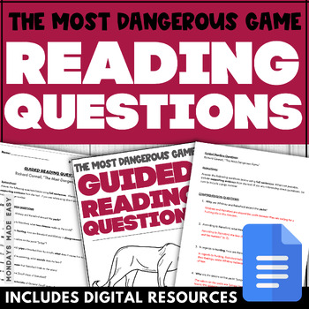 Preview of Questions for The Most Dangerous Game - Analyze Setting, Themes, and Characters