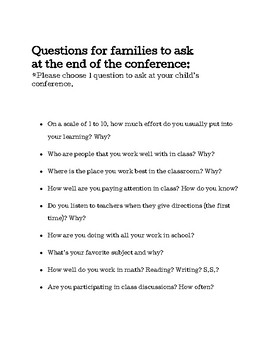 questions to ask at parent teacher conference kindergarten