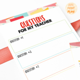 Questions for my teacher | Back to school activity