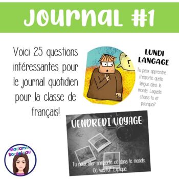 Preview of Questions pour écrire au quotidien 1 | Daily French Journal Prompts 1