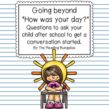 Preview of Questions to help parents talk about their child's school day