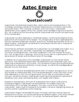 Preview of Quetzalcoatl  Article & Questions (WORD)