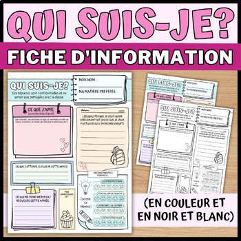 Preview of Qui Suis-Je? - Fiche d'information - Student Information Sheet in FRENCH