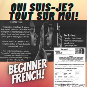 Preview of Qui Suis-Je (Me Voici/Tout Sur Moi) French Project for La Rentrée
