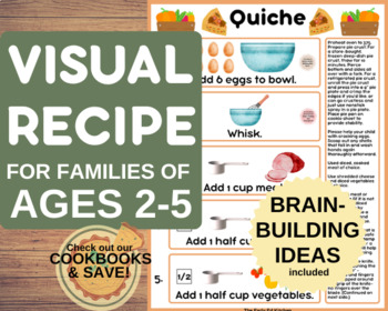 Preview of Quiche Visual Recipe for Toddlers, Preschool Teacher Gift to Parents