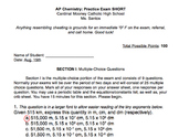 Quick 10 Question Quiz to Assess AP Chemistry Students Gen