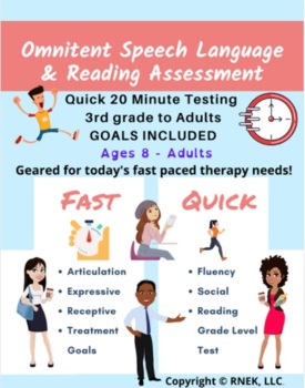 Preview of Quick 20 Minute Speech Language Cognitive & Reading Assessment Child Adult Goals