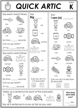 Quick Artic Worksheets for Articulation by Small Talk SLP | TpT