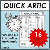Quick Artic Worksheets for Articulation