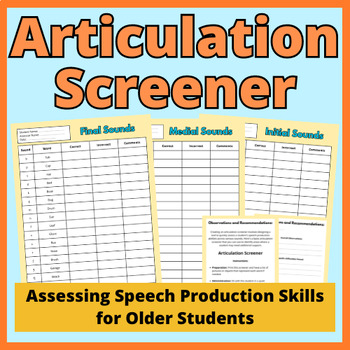 Preview of Quick Articulation Screener - Assessing Speech Production Skills(Older Students)