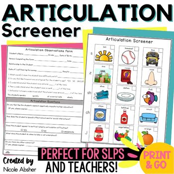 Preview of Quick Articulation Screener | Informal Speech Assessment for Speech Therapy