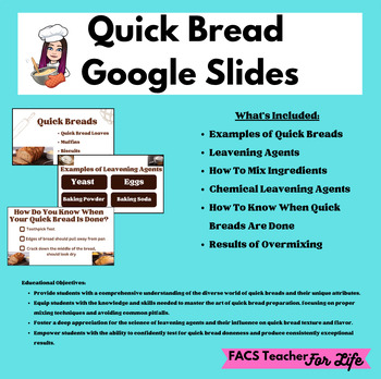 Preview of Quick Breads Google Slides - Baking & Pastry - FACS, FCS, High School