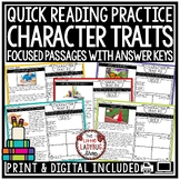 Character Traits Reading Comprehension Skills Passages & Q