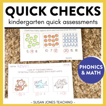 Preview of Quick Check Common Core Assessments for Kindergarten