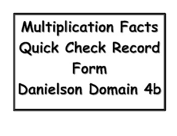 Preview of Quick Check for Multiplication Fact Mastery