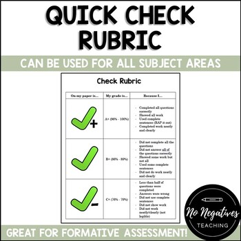 Preview of Quick Check Rubric